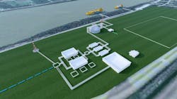 Gulfstream LNG export plant rendering. Gulfstream LNG export plant rendering.