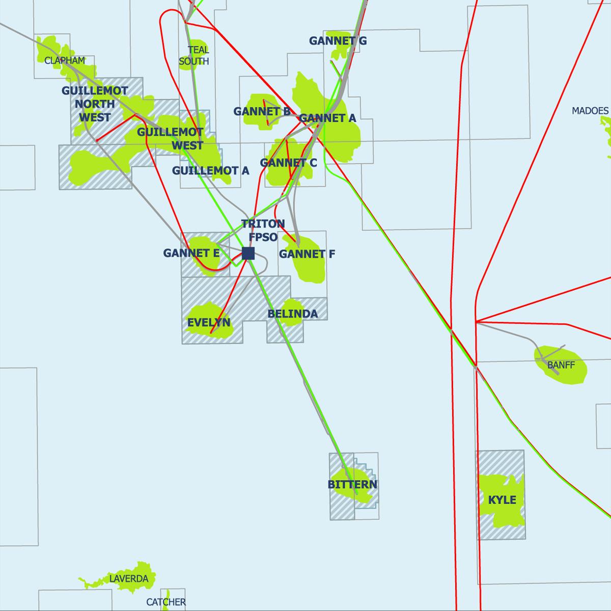 Triton area map offshore UK.
