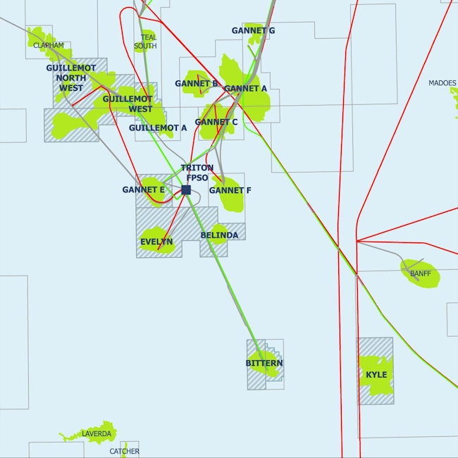 Triton area map offshore UK.