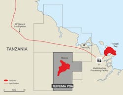 Ruvuma PSA map, onshore Tanzania. Ruvuma PSA map, onshore Tanzania.