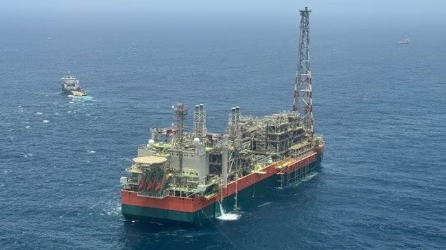 Ariel view of GTA FPSO offshore Africa.