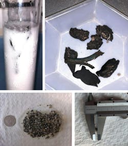 A milled frac plug and other debris were recovered using HVCF as the cleanout fluid during a CT milling operation (Fig. 7). A milled frac plug and other debris were recovered using HVCF as the cleanout fluid during a CT milling operation (Fig. 7).