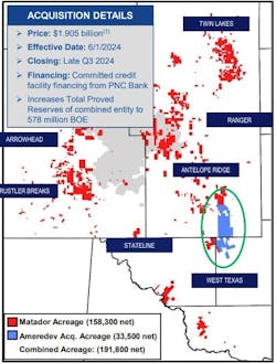Matador/Ameredev asset acquisition map. Matador/Ameredev asset acquisition map.