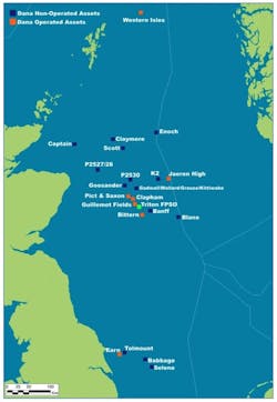 UK North Sea asset map. UK North Sea asset map.
