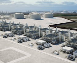 Venture Global CP2 LNG plant rendering. Venture Global CP2 LNG plant rendering.