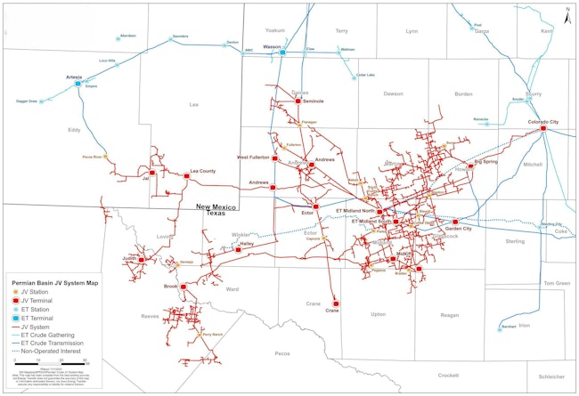 Energy Transfer and Sunoco will combine crude oil and produced water gathering assets in the Permian basin.
