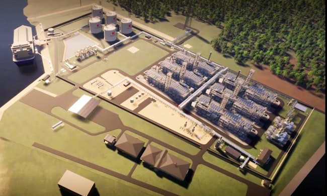 Rendering of Commonwealth LNG's proposed 9.5 million tpy liquefaction plant in Cameron Parish, La.