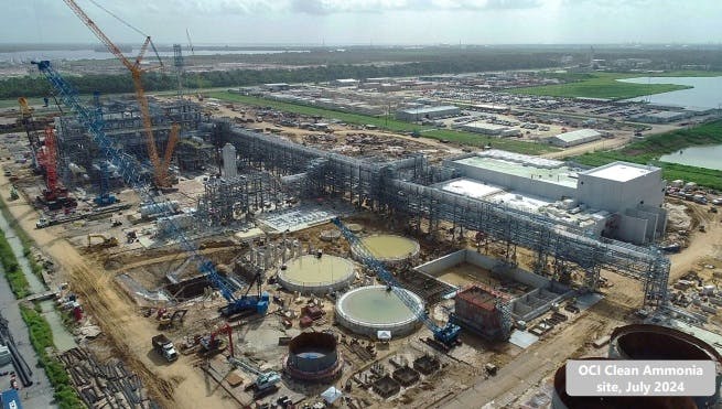 OCI Clean Ammonia site under construction in Beaumont, Tex., July 2024.