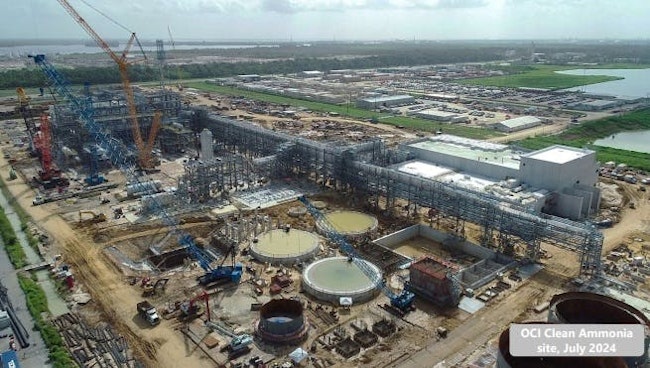 OCI Clean Ammonia site under construction in Beaumont, Tex., July 2024.