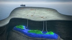 Illustration of Tyrving field development offshore Norway. Illustration of Tyrving field development offshore Norway.