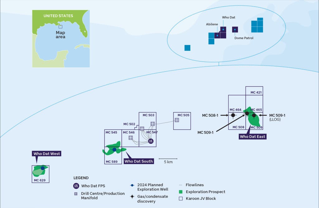 Who Dat area map, US Gulf of Mexico.