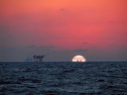 Rig at sunset. Rig at sunset.