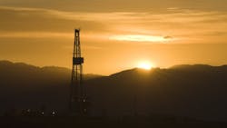 Rig at sunset. Rig at sunset.
