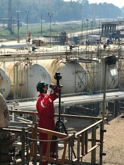 Professional oil and gas surveyors used a range of techniques to rapidly collect and build the refinery site’s model (Fig. 5). Professional oil and gas surveyors used a range of techniques to rapidly collect and build the refinery site’s model (Fig. 5).