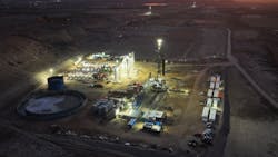 SM Energy Uinta drilling rigs at night. SM Energy Uinta drilling rigs at night.