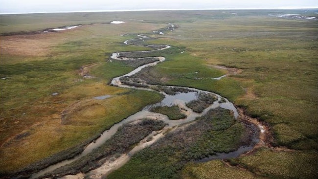 Aerial photo of the Coastal Plain in the Arctic National Wildlife Refuge.