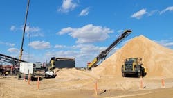 Ovintiv wetsand pile process near location for sand-intensive trimulfrac jobs Ovintiv wetsand pile process near location for sand-intensive trimulfrac jobs