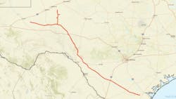 Map of Gulf Coast Express Pipeline across Texas. Map of Gulf Coast Express Pipeline across Texas.