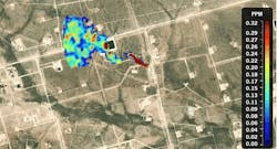 Site 15 methane emission imaging shows a westward-blowing plume (Fig. 4). Site 15 methane emission imaging shows a westward-blowing plume (Fig. 4).