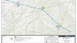Mississippi Crossing natural gas pipeline project map. Mississippi Crossing natural gas pipeline project map.