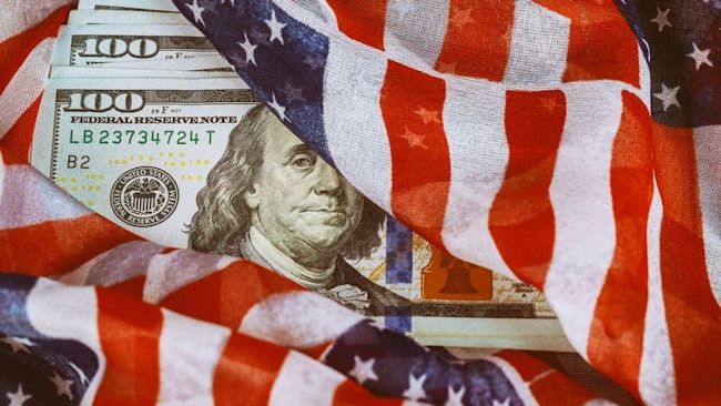 US flag, currency