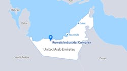 TA'ZIZ methanol project map, UAE. TA'ZIZ methanol project map, UAE.