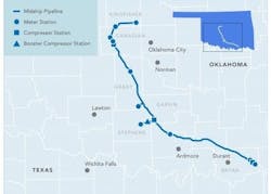 Midship natural gas pipeline map, Oklahoma. Midship natural gas pipeline map, Oklahoma.