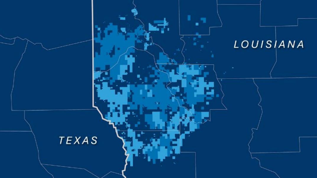 Expand's holdings in the Haynesville; legacy Chesapeake assets are in darker blue
