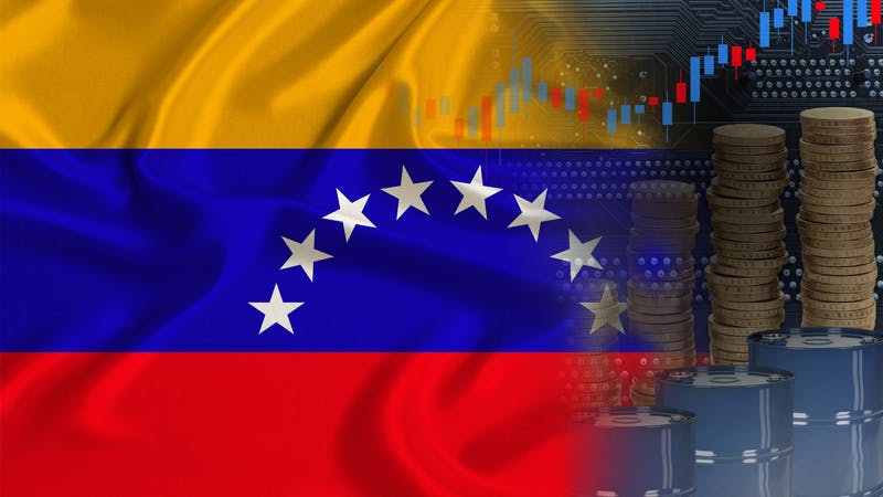 Venezuelan flag, oil barrels