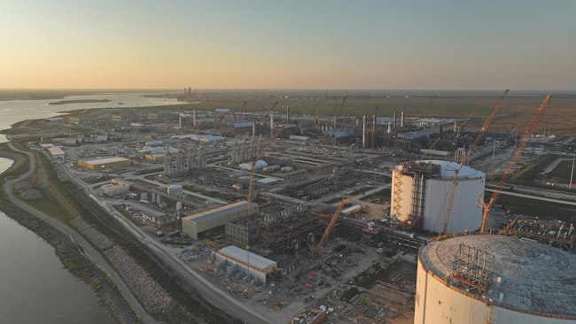 Construction progress at Golden Pass LNG plant.