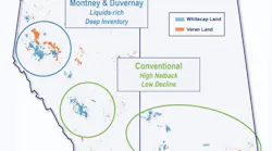 Whitecap Resources, Veren Inc. land map, Canada