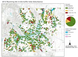 2012 Wyoming lek 2-mile buffer total disturbance (Fig. 2) 2012 Wyoming lek 2-mile buffer total disturbance (Fig. 2)