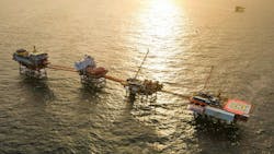 Teak Alpha operations offshore Trinidad and Tobago. Teak Alpha operations offshore Trinidad and Tobago.