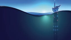 Rendering of offshore oil and gas platform Rendering of offshore oil and gas platform