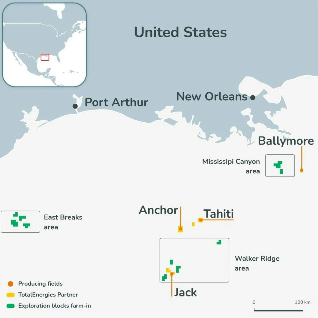 Chevron, TotalEnergies US offshore farmout map