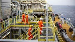 Eni gas processing activities offshore. Eni gas processing activities offshore.