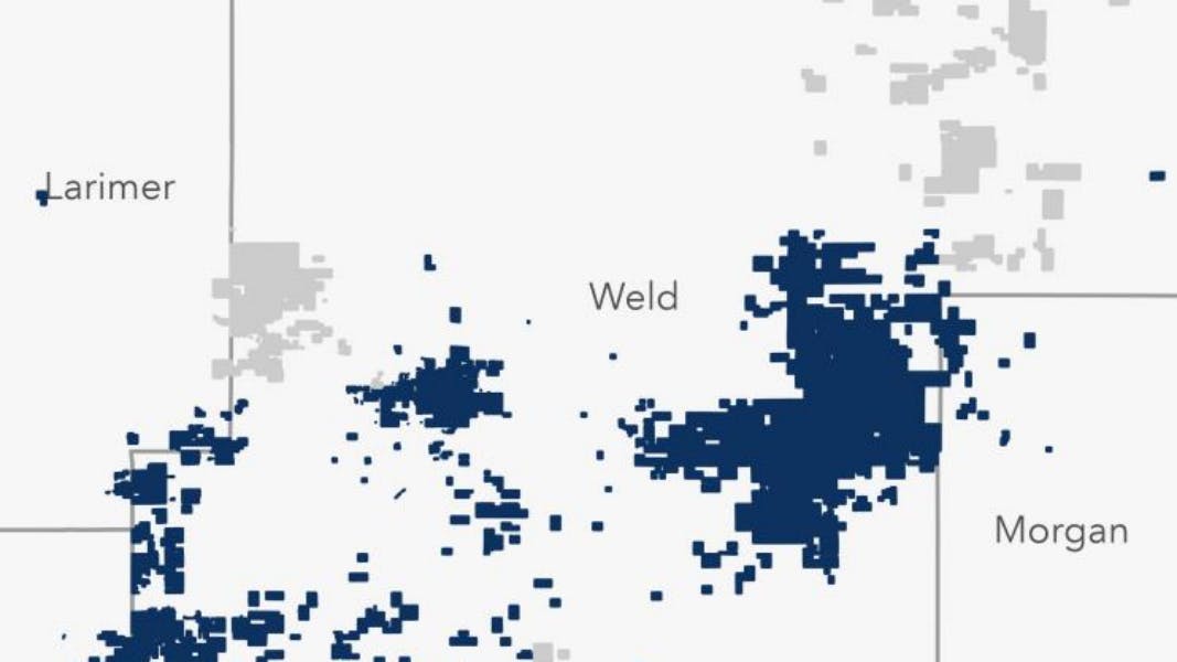The light gray areas represent Denver-Julesburg acreage Civitas is preparing to sell.