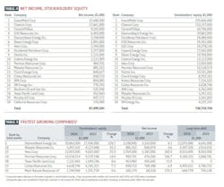 Table 4: Net income, stockholders' equity and Table 5: Fastest growing companies Table 4: Net income, stockholders' equity and Table 5: Fastest growing companies