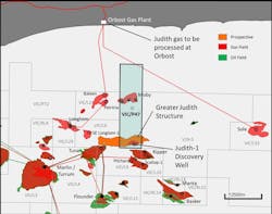 Emperor Energy Judith gas field area offshore Australia Emperor Energy Judith gas field area offshore Australia