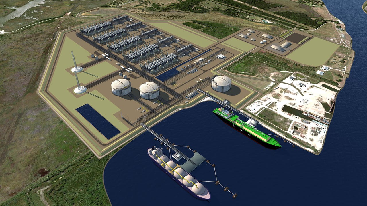 Computer-generated image of Woodside Louisiana LNG plant