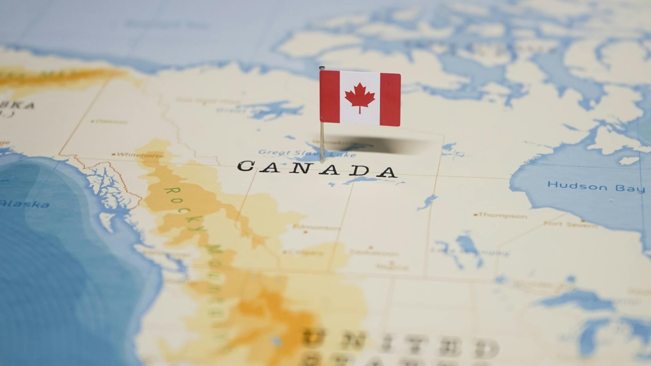 Canada on map with flag