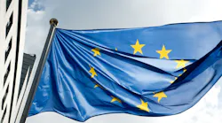 EU flag on sky background