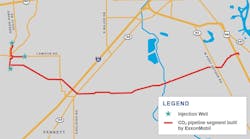 Map of ExxonMobil's Rose carbon storage project in Jefferson County, Tex. Map of ExxonMobil's Rose carbon storage project in Jefferson County, Tex.