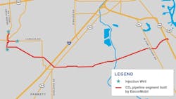 Map of ExxonMobil's Rose carbon storage project in Jefferson County, Tex. Map of ExxonMobil's Rose carbon storage project in Jefferson County, Tex.