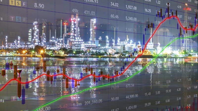 market dynamics on oil and gas asset background