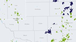 SM (blue) and Civitas (green) each have significant operations in the Permian. SM (blue) and Civitas (green) each have significant operations in the Permian.