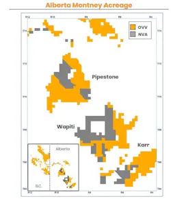 Alberta Montney acreage, Ovintiv, NuVista Energy