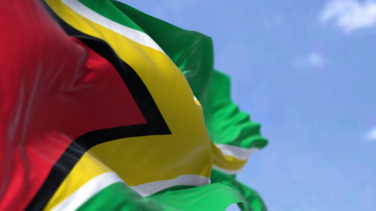 National flag of Guyana waving in the wind
