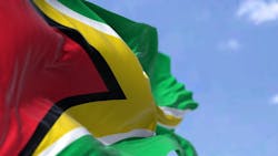 National flag of Guyana waving in the wind National flag of Guyana waving in the wind