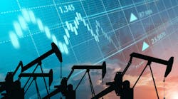 Oil rigs against evening sky Oil rigs against evening sky